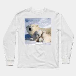 Polar bear cubs playing together Long Sleeve T-Shirt